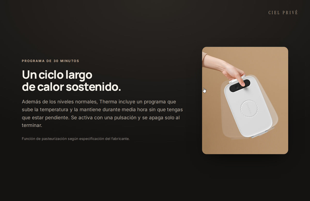 Programa de calor sostenido de 30 minutos de Therma