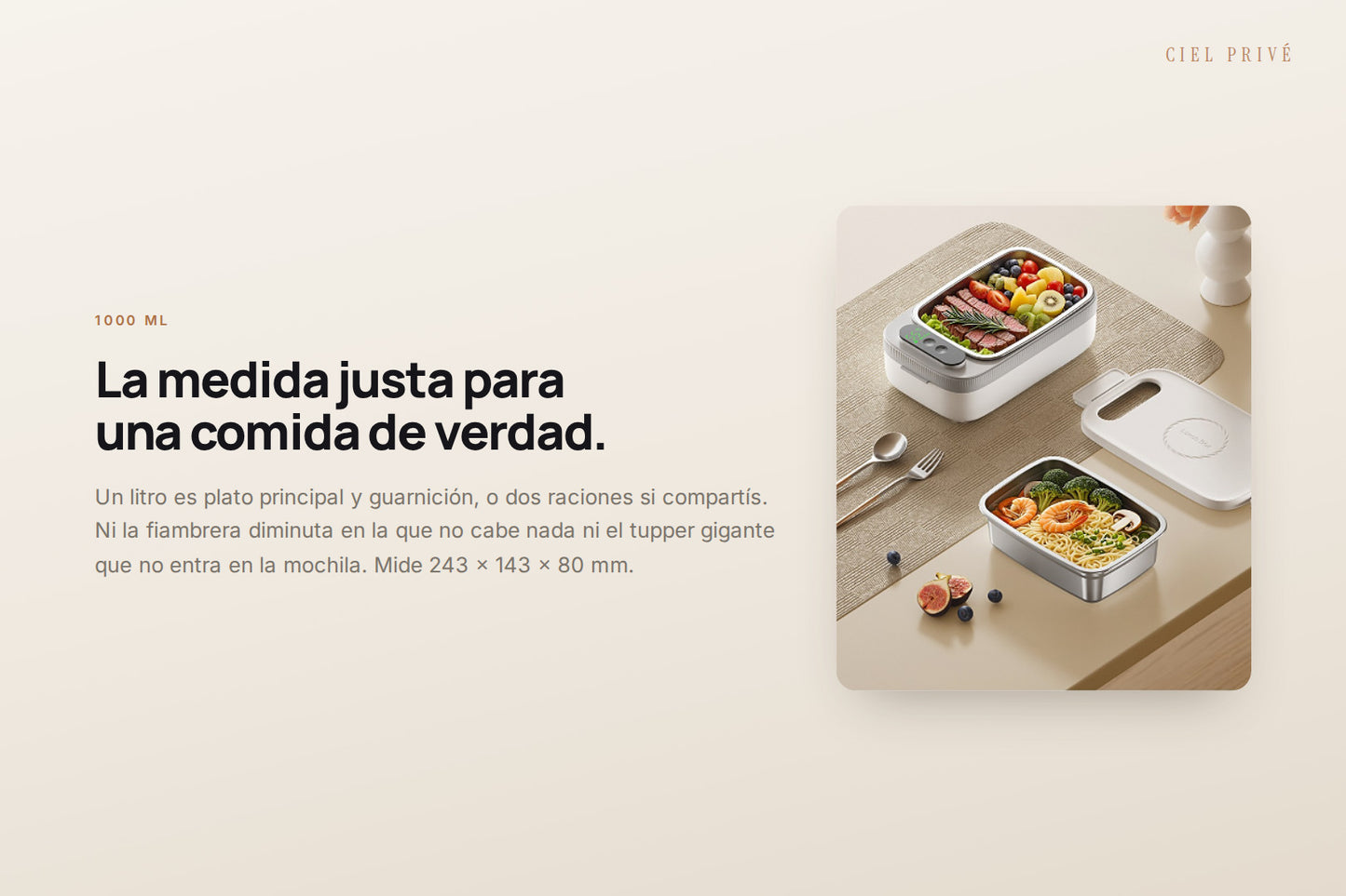 Capacidad de 1000 ml de la cubeta de Therma