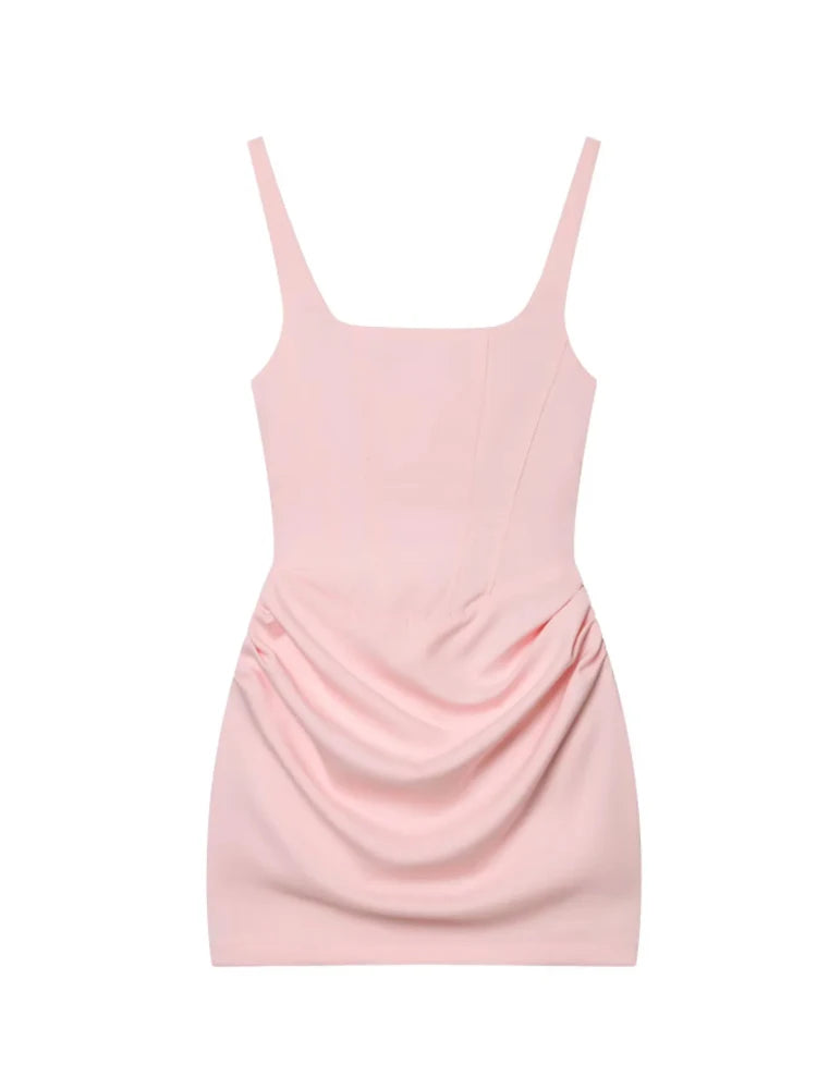 Vestido Mini Fruncido para Mujer | Estilo Francés | Sin Tirantes | Bodycon Sexy Verano