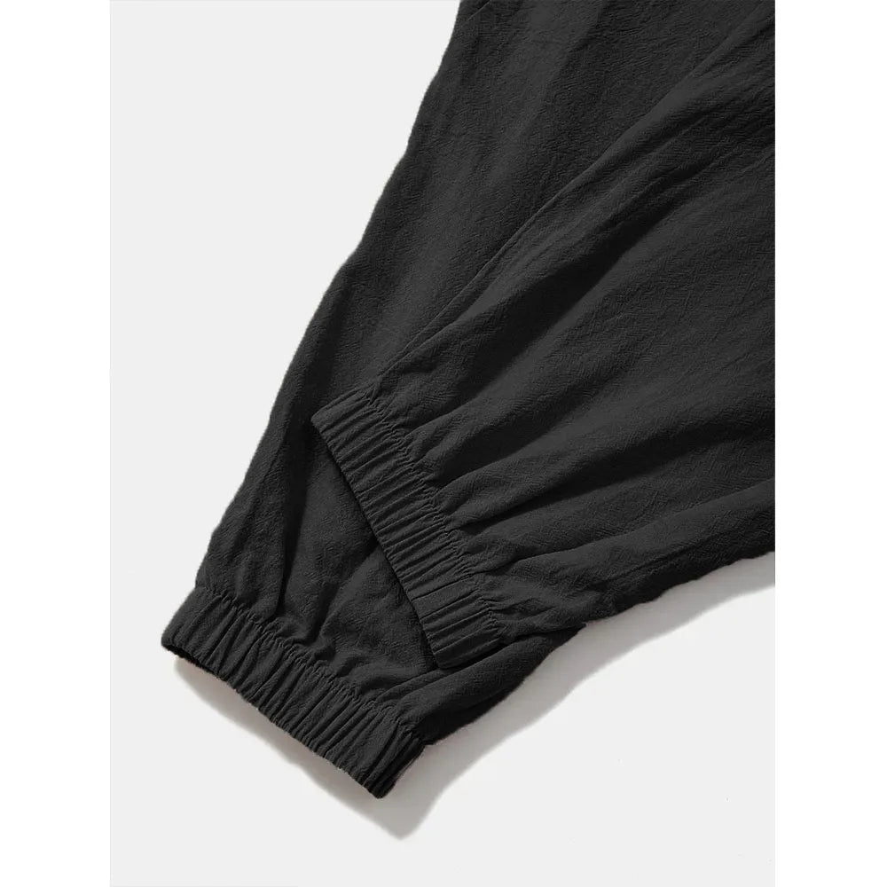 Pantalón Harem Hombre Algodón y Lino — Corte Holgado, Ligero y Transpirable