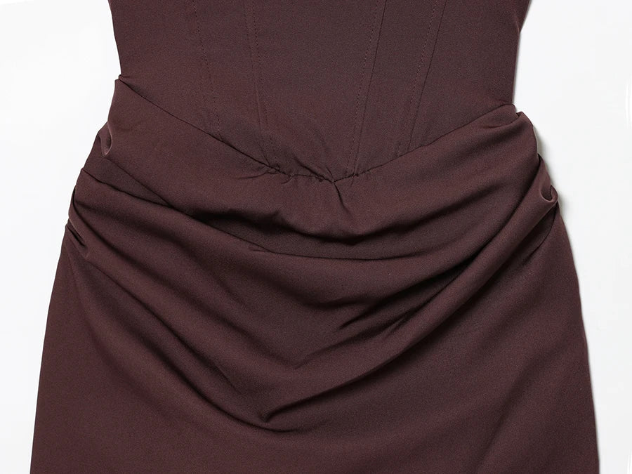 Vestido Mini Fruncido para Mujer | Estilo Francés | Sin Tirantes | Bodycon Sexy Verano