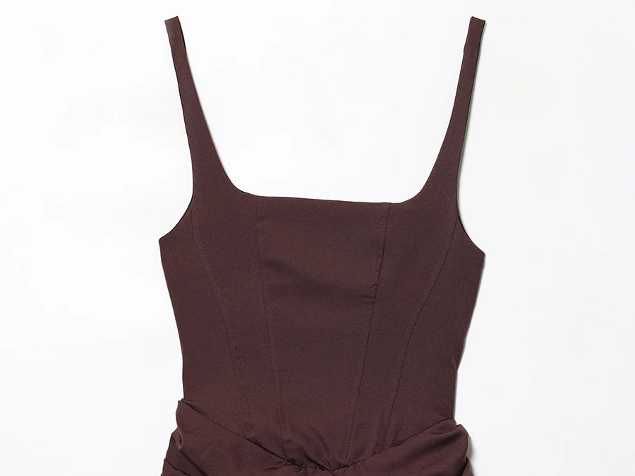 Vestido Mini Fruncido para Mujer | Estilo Francés | Sin Tirantes | Bodycon Sexy Verano