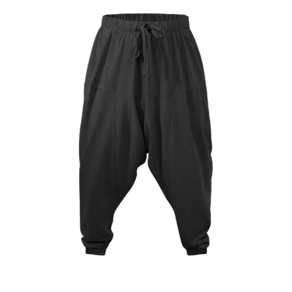 Pantalón Harem Hombre Algodón y Lino — Corte Holgado, Ligero y Transpirable