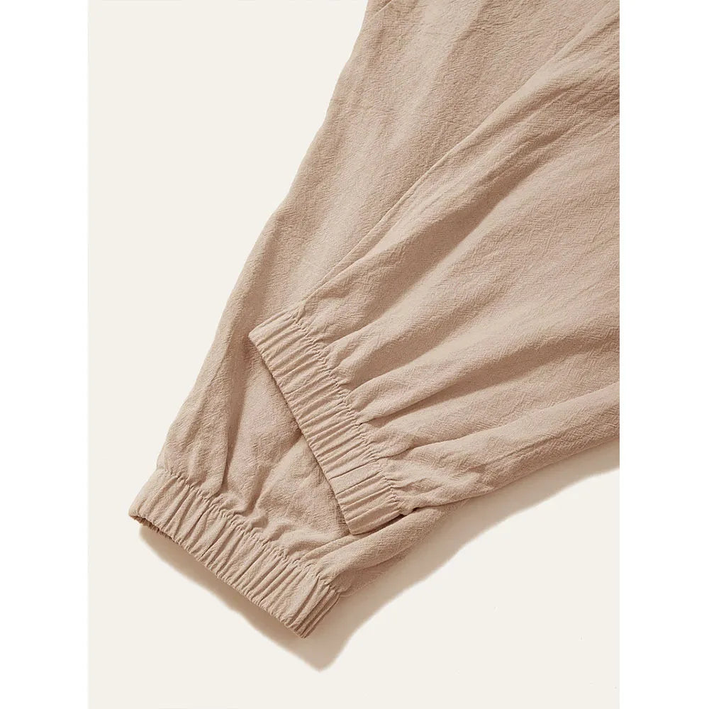 Pantalón Harem Hombre Algodón y Lino — Corte Holgado, Ligero y Transpirable