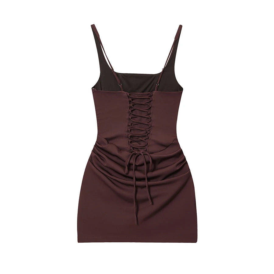 Vestido Mini Fruncido para Mujer | Estilo Francés | Sin Tirantes | Bodycon Sexy Verano