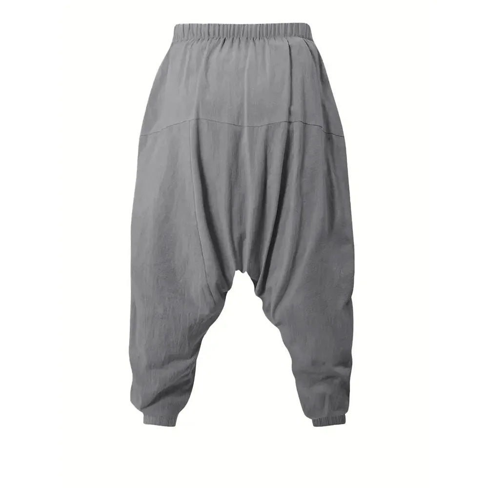 Pantalón Harem Hombre Algodón y Lino — Corte Holgado, Ligero y Transpirable
