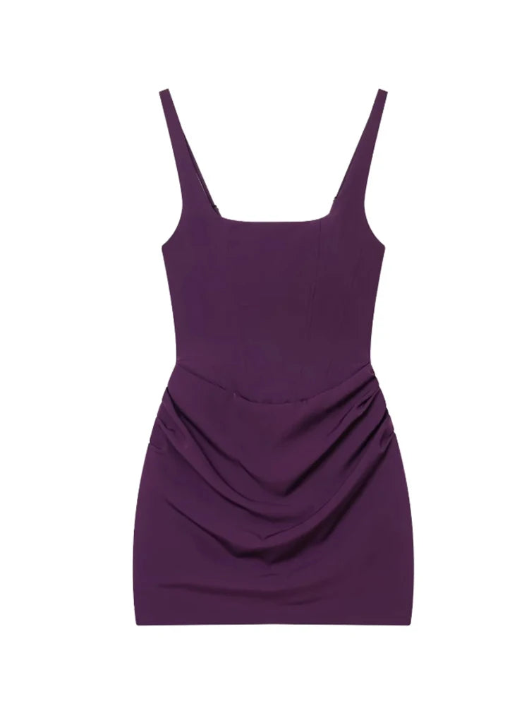 Vestido Mini Fruncido para Mujer | Estilo Francés | Sin Tirantes | Bodycon Sexy Verano