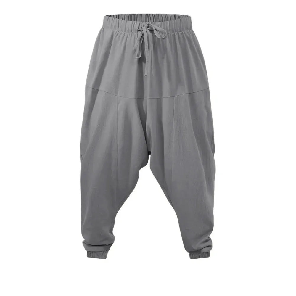 Pantalón Harem Hombre Algodón y Lino — Corte Holgado, Ligero y Transpirable