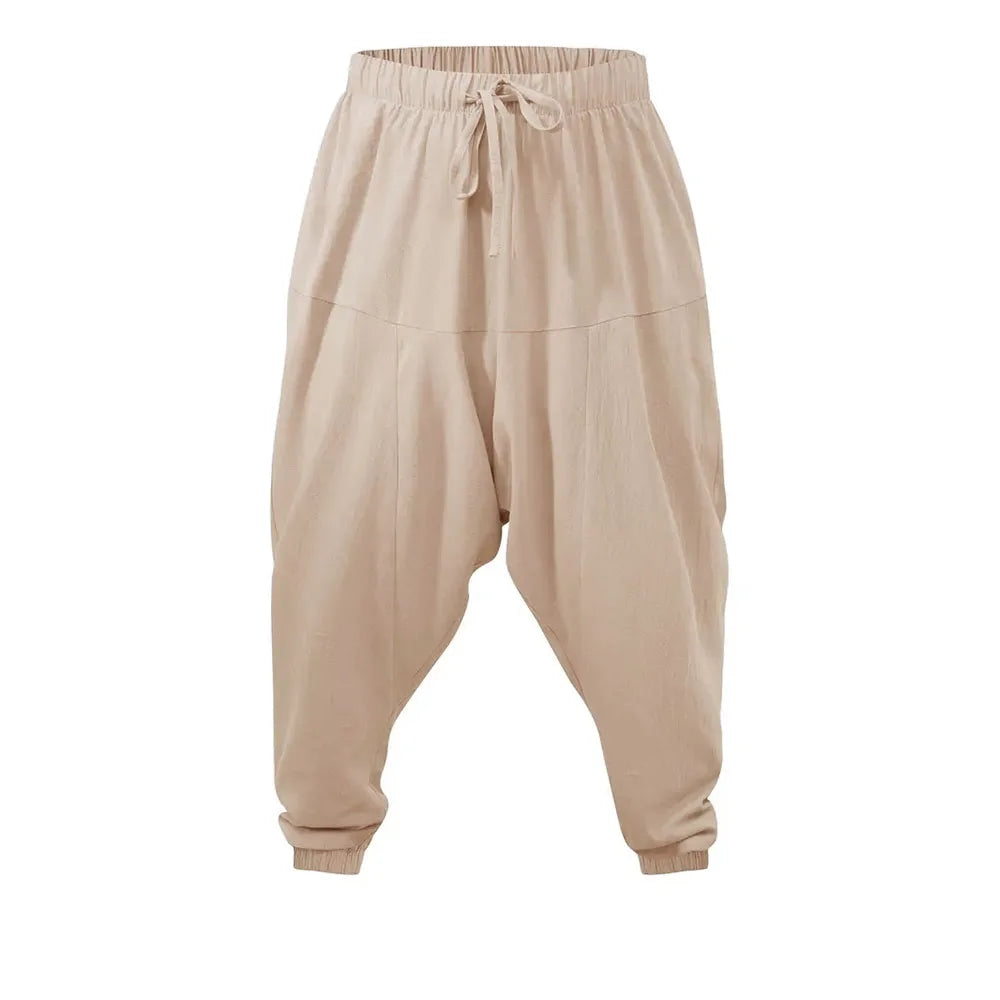 Pantalón Harem Hombre Algodón y Lino — Corte Holgado, Ligero y Transpirable