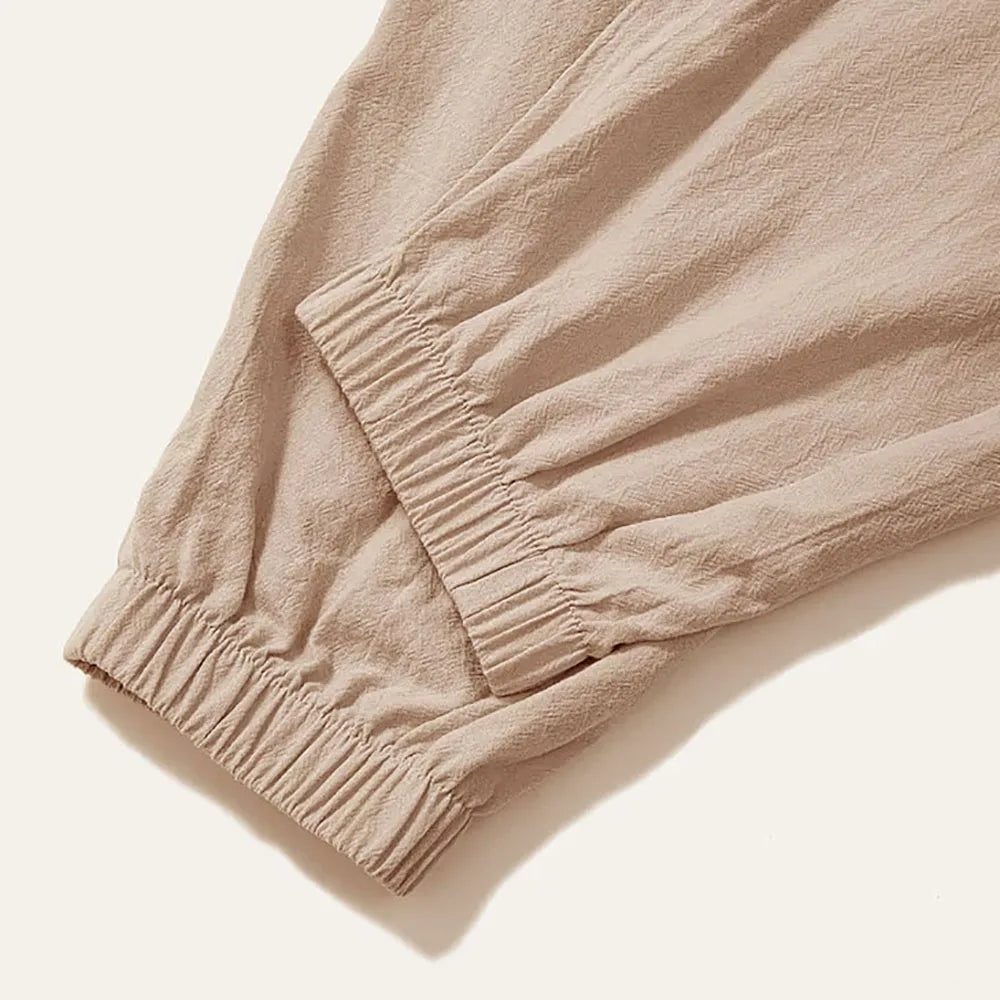 Pantalón Harem Hombre Algodón y Lino — Corte Holgado, Ligero y Transpirable