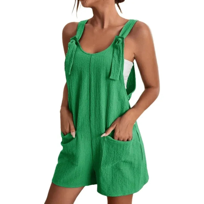 Mono Casual de Verano con Bolsillos — Tirantes y Pierna Ancha | Color Liso
