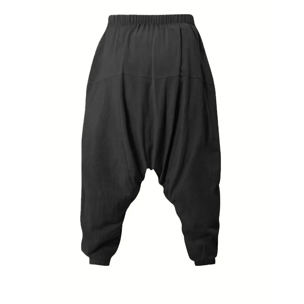 Pantalón Harem Hombre Algodón y Lino — Corte Holgado, Ligero y Transpirable