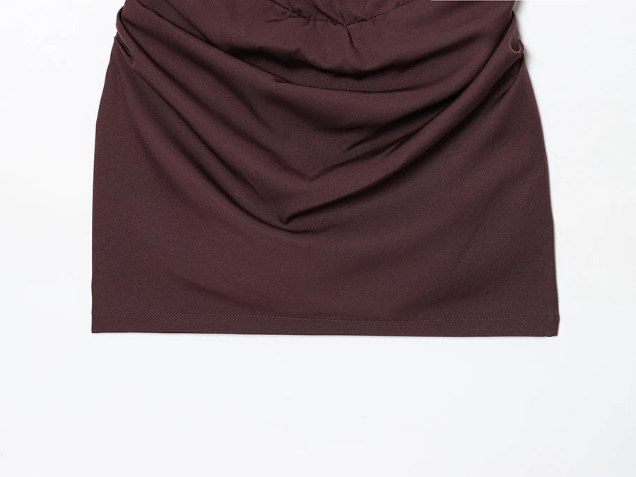 Vestido Mini Fruncido para Mujer | Estilo Francés | Sin Tirantes | Bodycon Sexy Verano