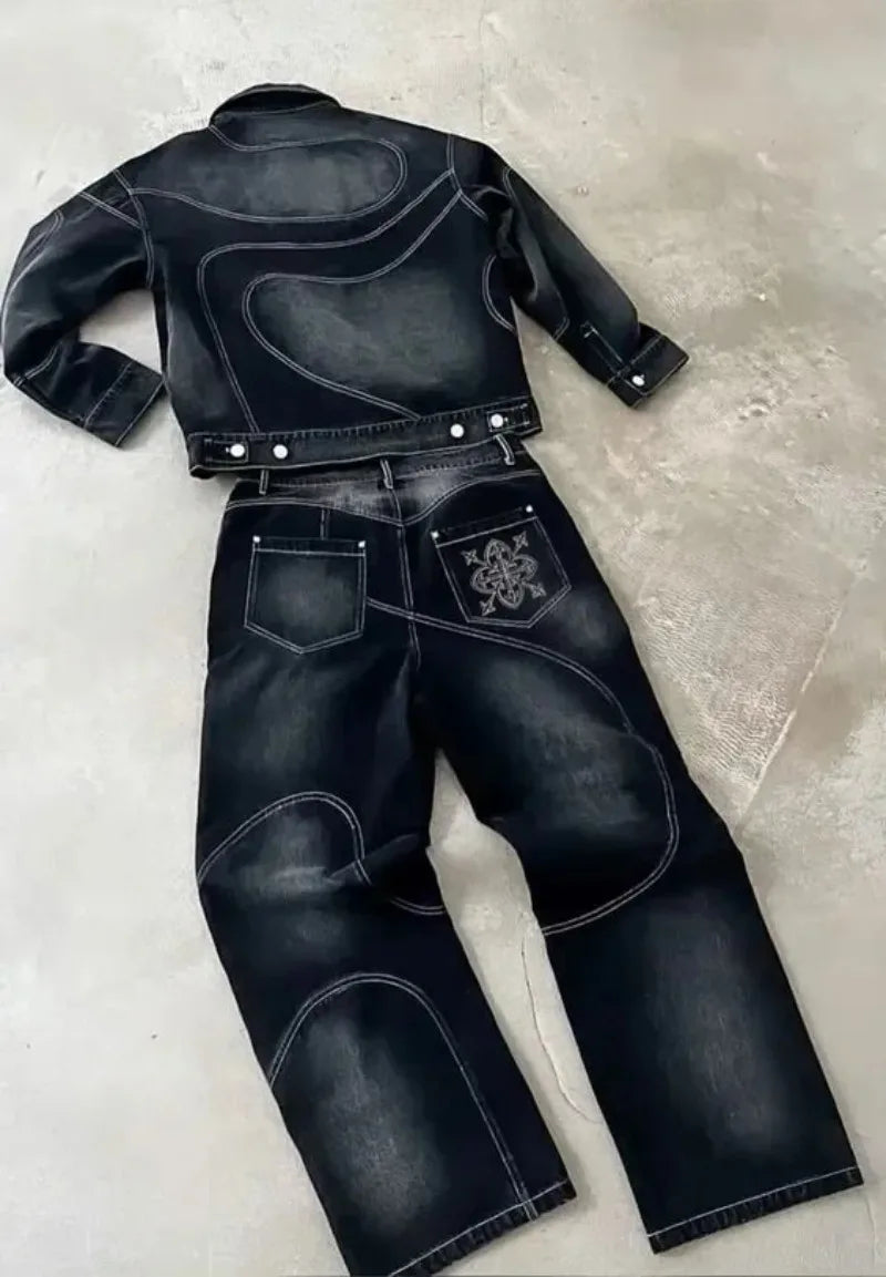 Conjunto Dos Piezas Oversize Hombre | Chaqueta + Pantalón Vaquero | Estilo Y2K