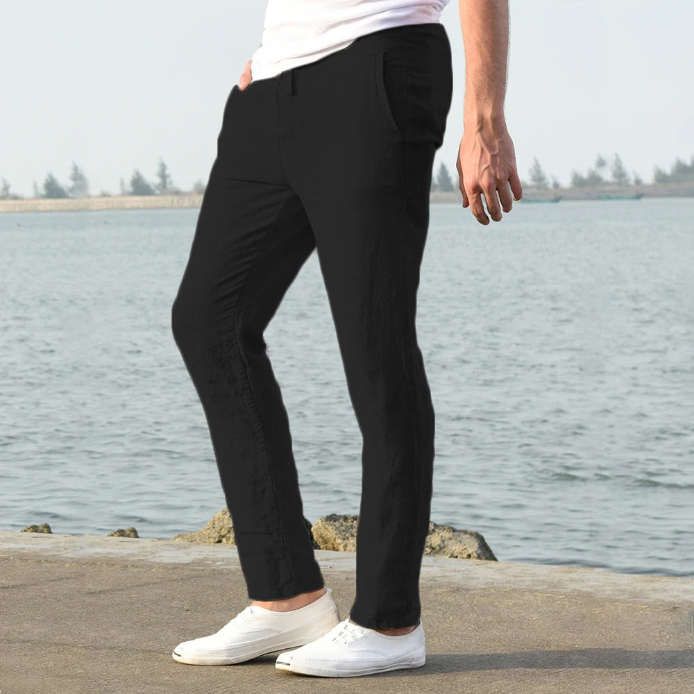 Pantalón de Lino y Algodón para Hombre — Corte Recto, Uso Diario y Streetwear