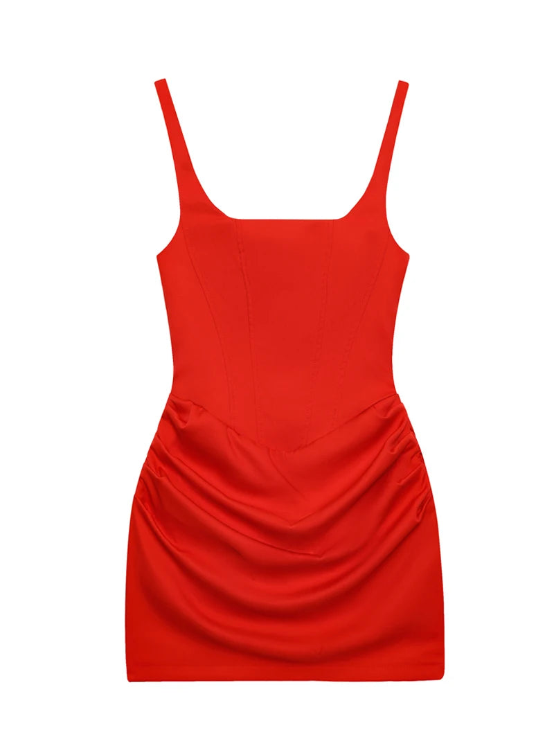 Vestido Mini Fruncido para Mujer | Estilo Francés | Sin Tirantes | Bodycon Sexy Verano